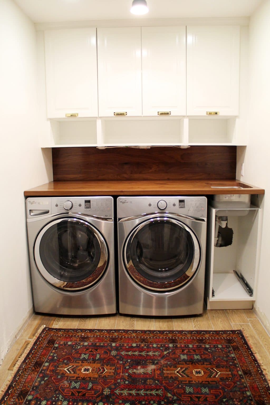 A Walnut Counter And Backsplash in the Laundry Room - Chris Loves