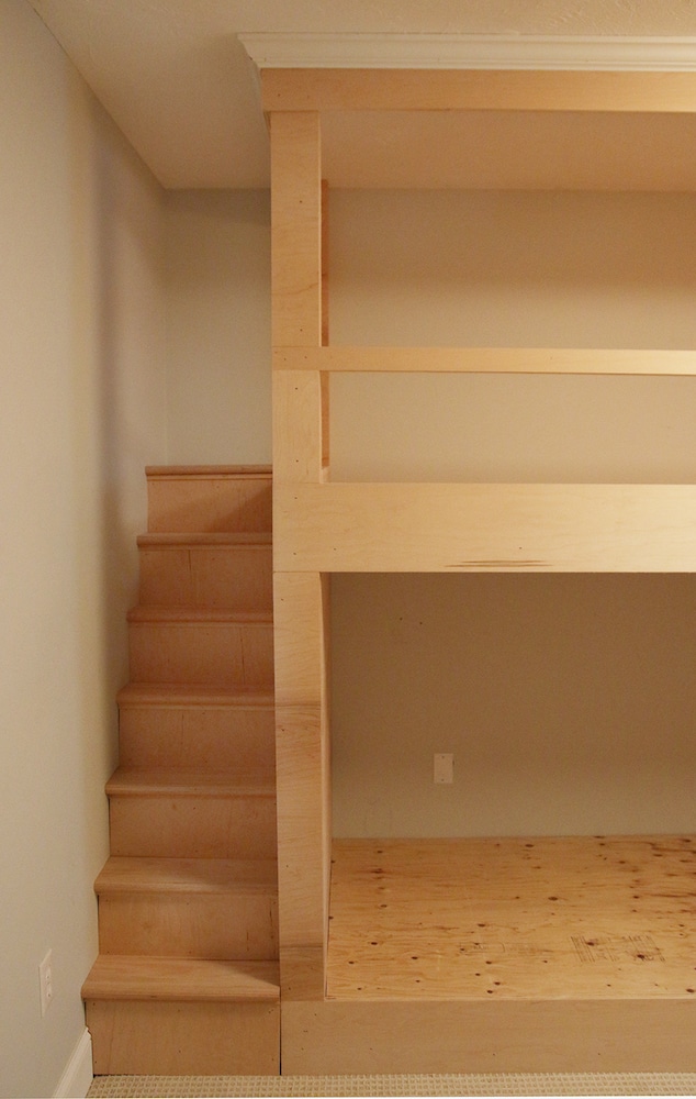 built in bunk beds with stairs