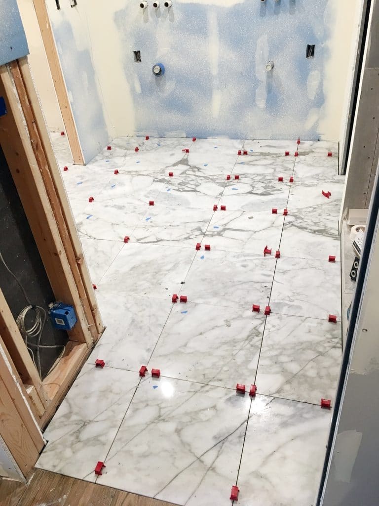 Adding Marble Flooring to the Master Bathroom - Chris Loves Julia