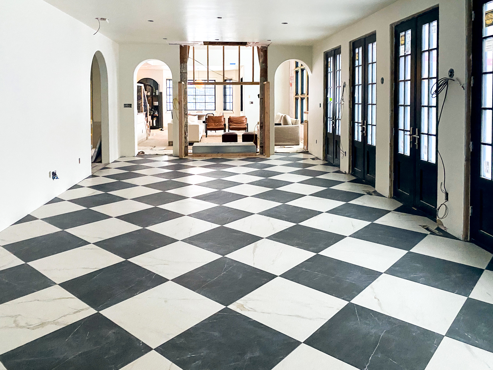 All the Details About the Stone Checkerboard Floors In The Dining