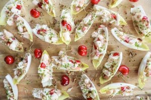 Shrimp Salad Endive Cups with Fresh Cherries