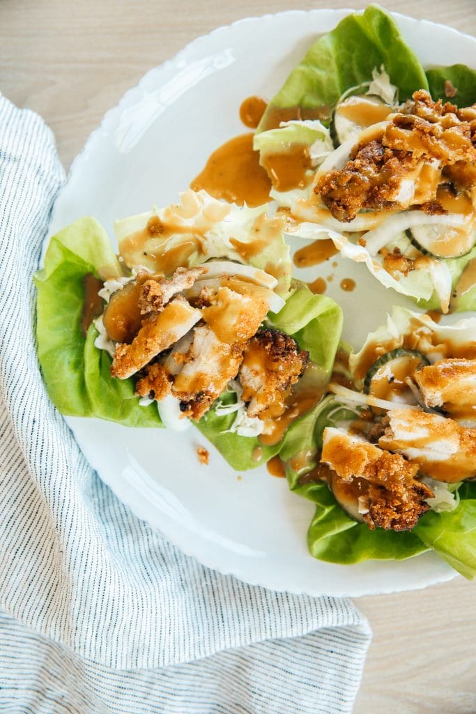 Paleo Fried Chicken Lettuce Wraps (gluten free, dairy free, egg free, grain free)