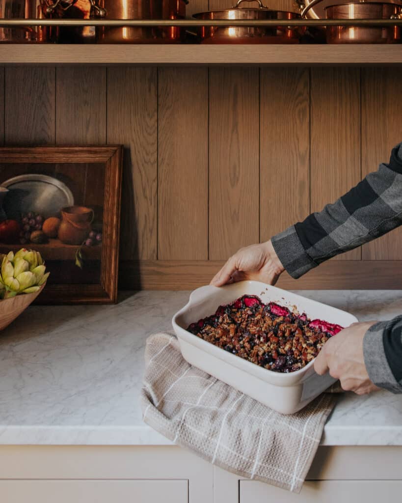 Baked Blueberries with Pancetta Pecan Crumble