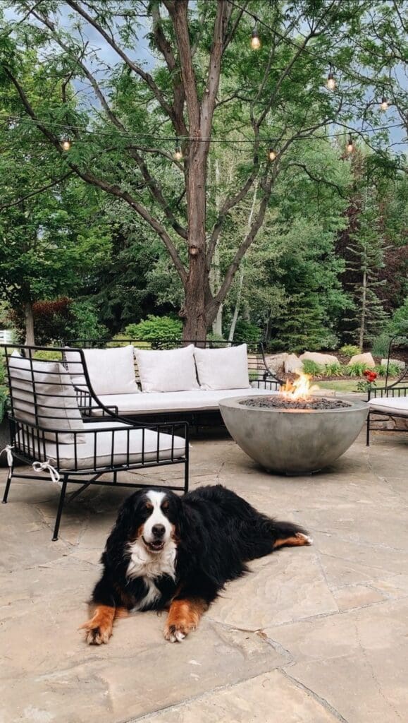 Our Sunken Fire Pit Paired With Black Adirondack Chairs   IMG 1026 579x1024 