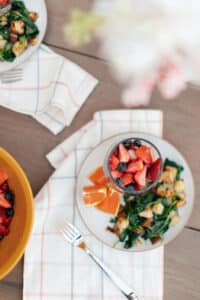 Easter brunch with fruit and potatoes
