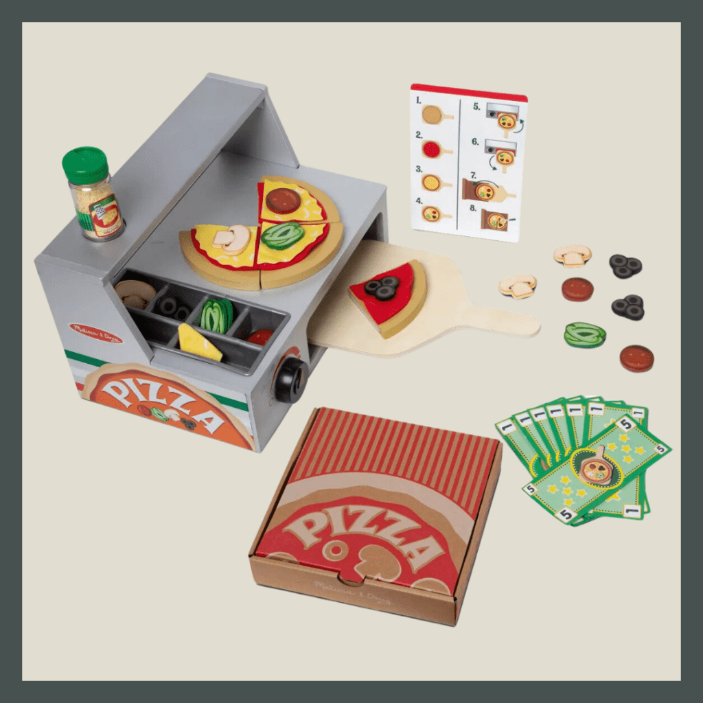 Kids' Pizza Oven Kit with box and toppings