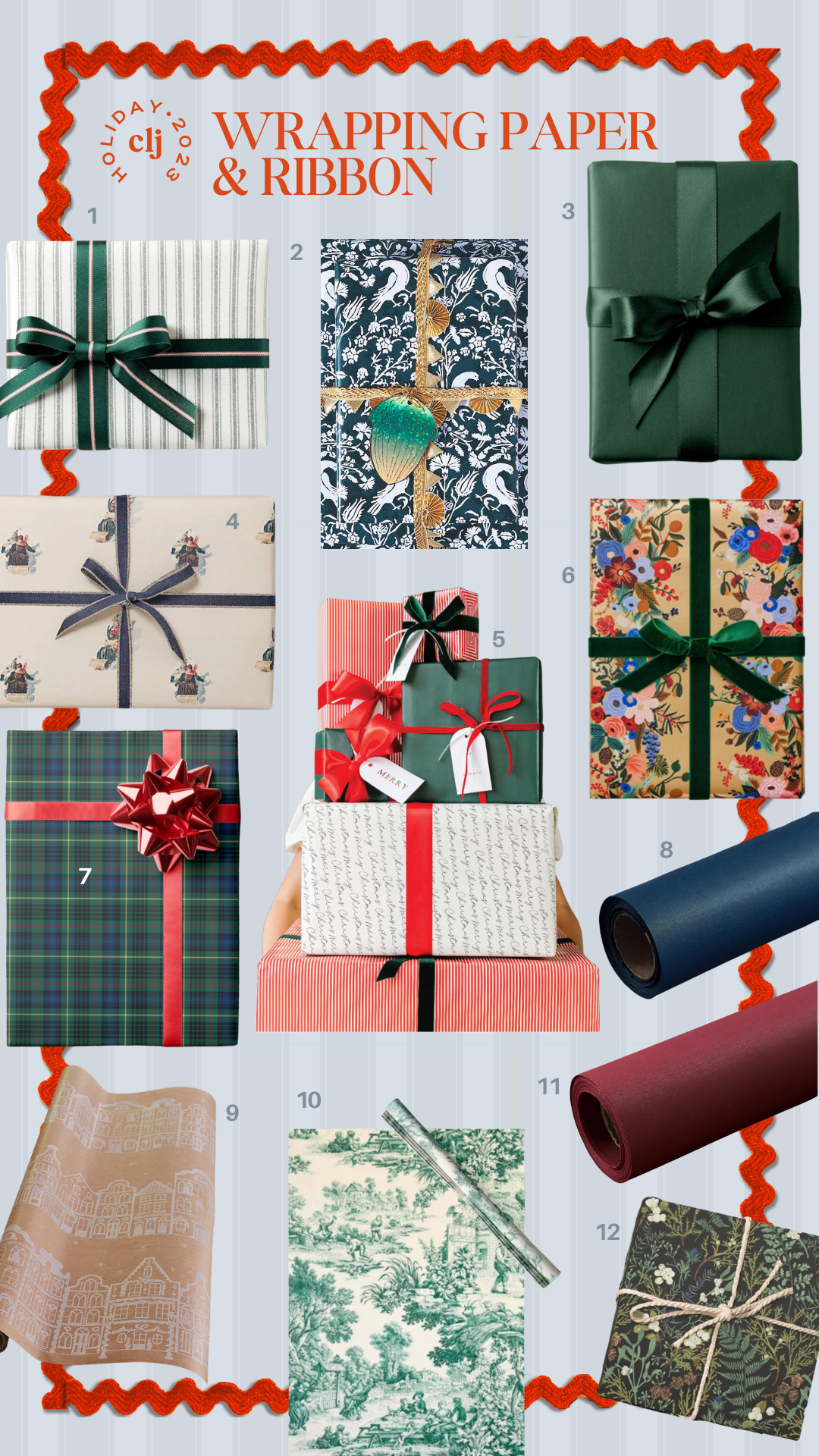  Santa Wrapping Paper Christmas Bundle w/ Ribbon & Gift