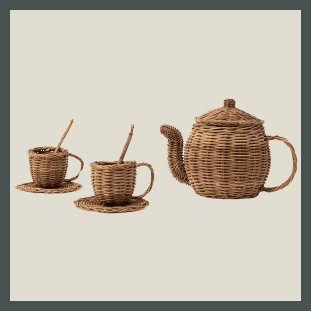 Toy rattan play tea set