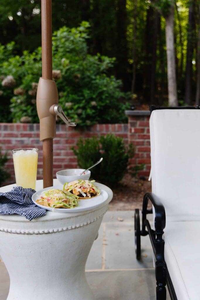 Chris Loves Julia | Smash Burger Tacos next to a lounge chair outside