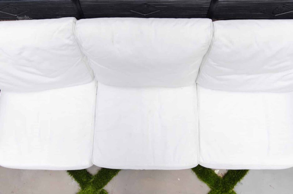 Backyard patio cushions after power washing