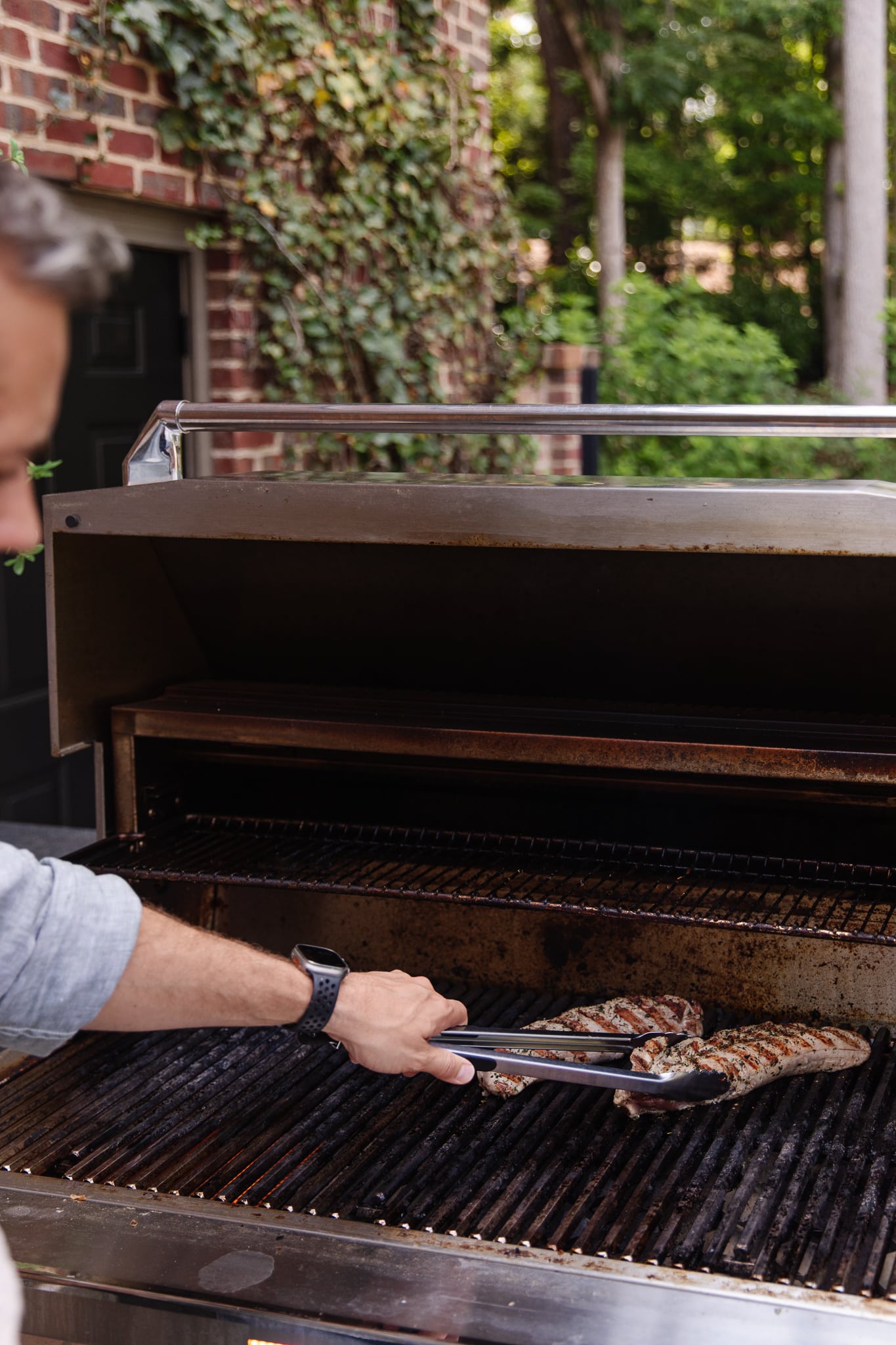 Chris Loves Julia | Chris grilling pork tenderloin