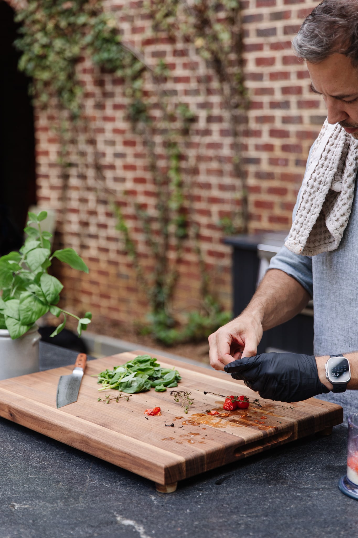 Chris Loves Julia | Chris making Macadamia Nut Pesto with tomatoes and basil