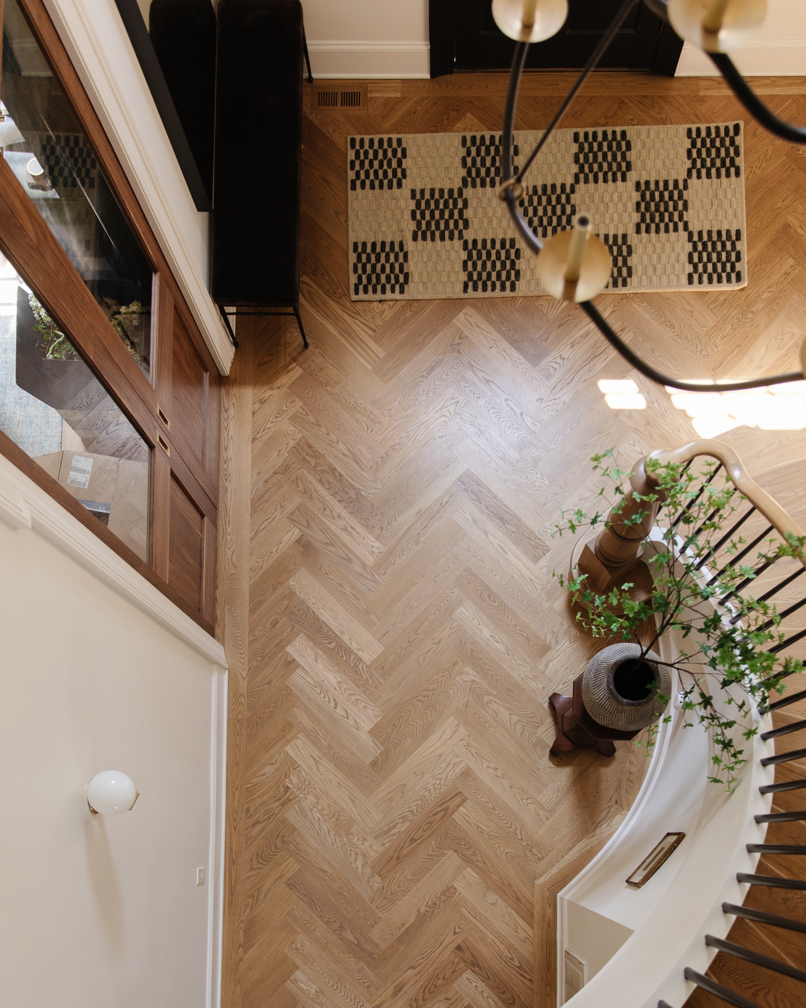 Chris Loves Julia | Modern Colonial Home Entryway Overhead