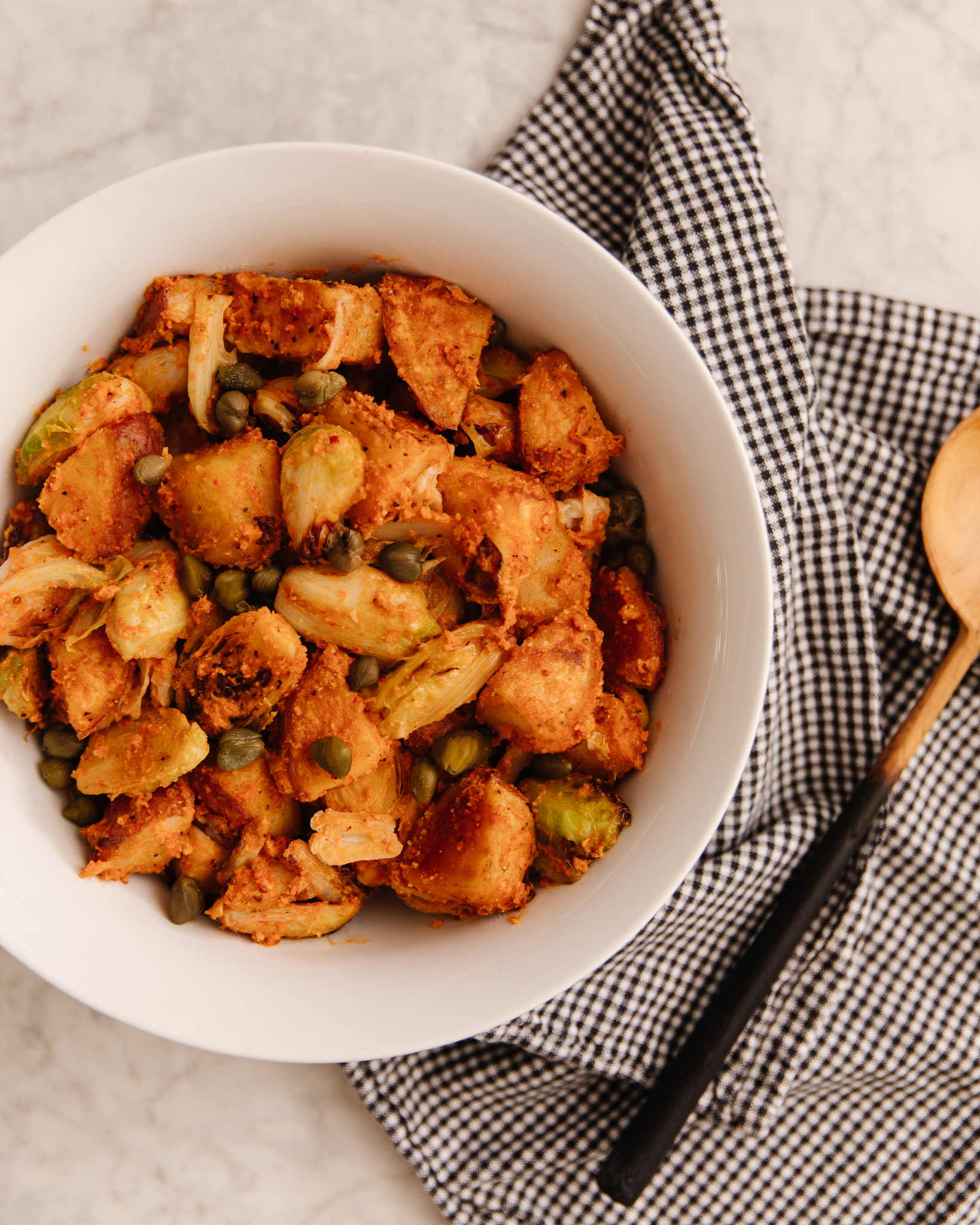 Roast Potatoes & Brussels Sprouts