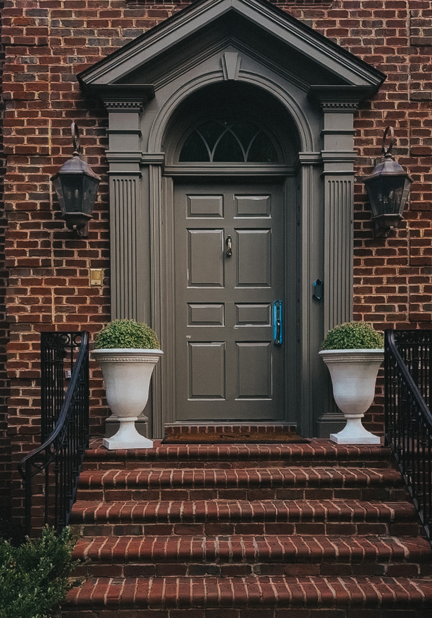 Chris Loves Julia | The front door painted in Cromwell Gray by Benjamin Moore