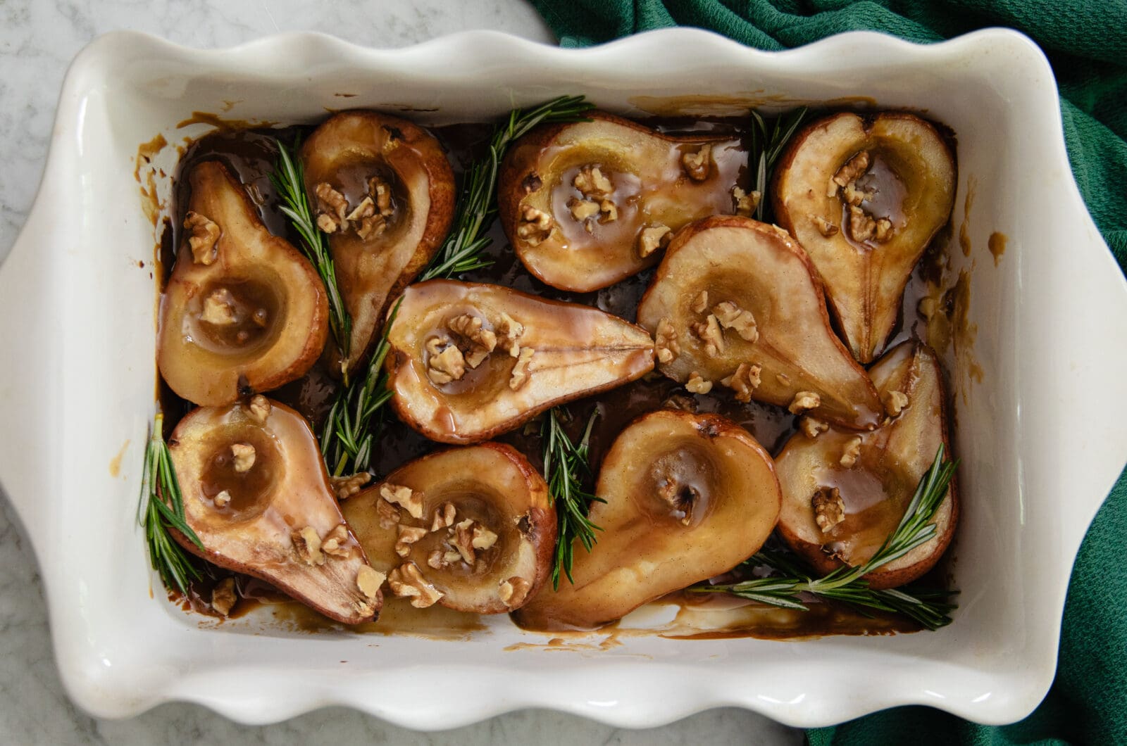 Baked Pears and Rosemary Caramel