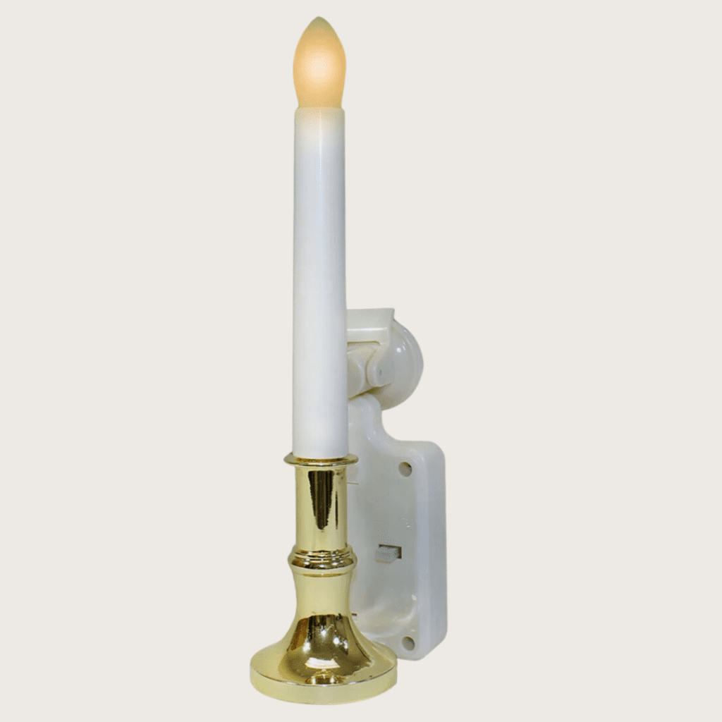 1 solar-powered window candle with gold base and solar box