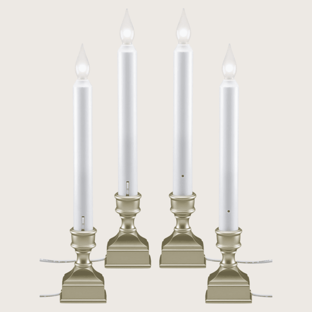 4 plug-in window candles with silvery bases