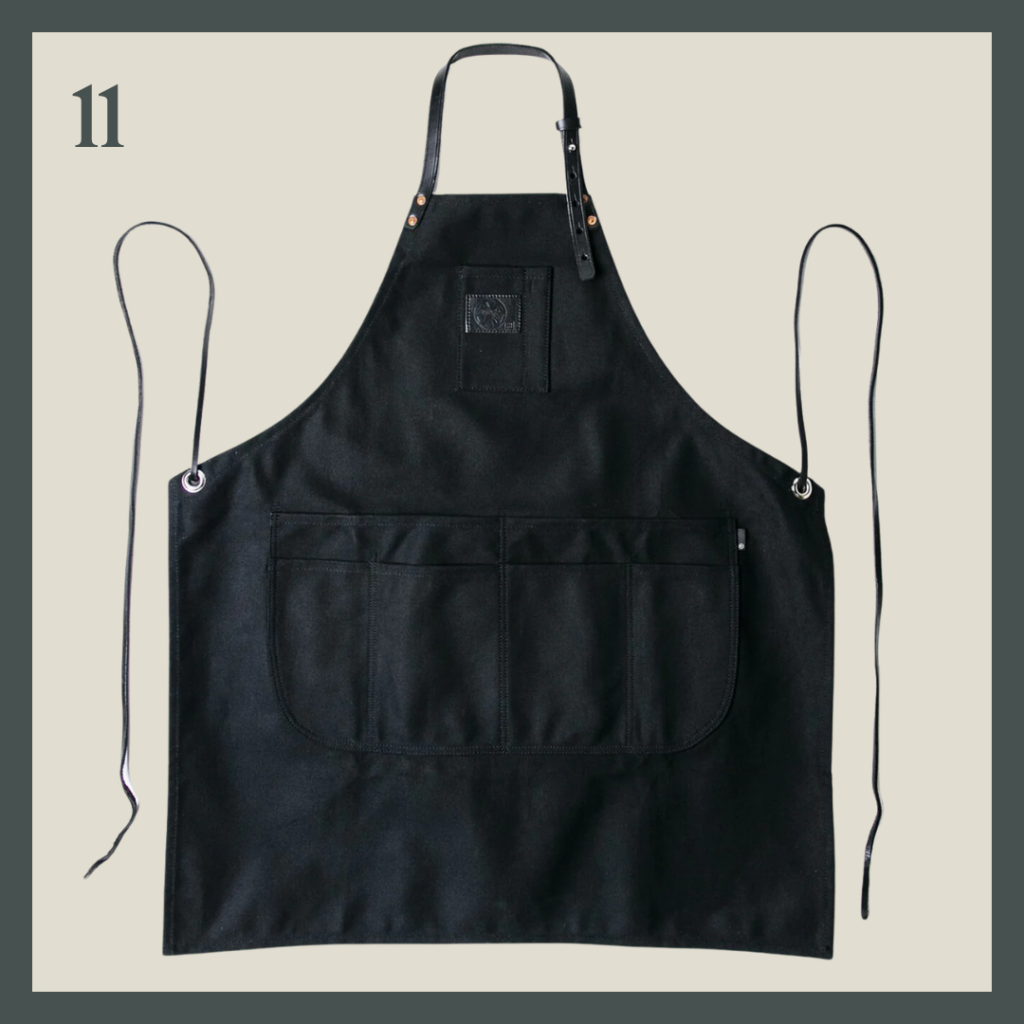 A black denim apron