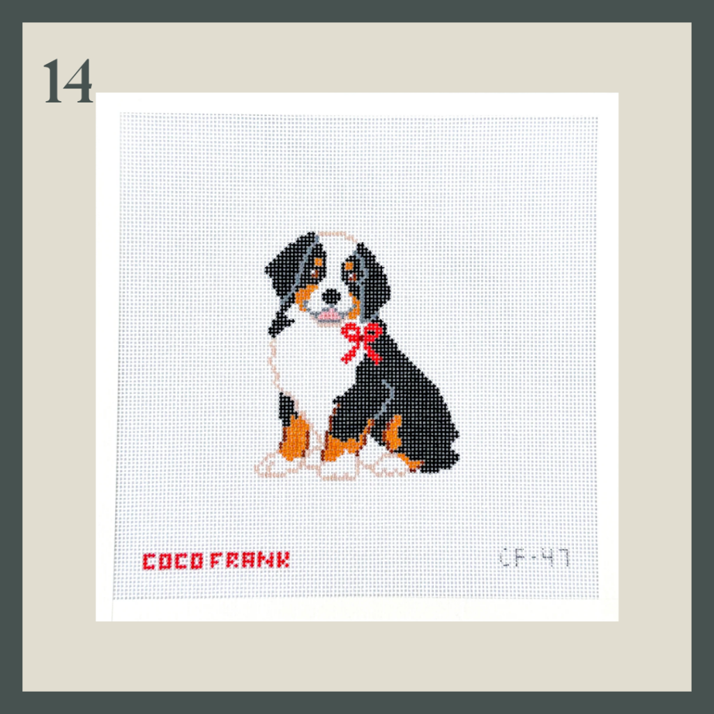 Coco Frank Bernese Mountain Dog needlepoint canvas