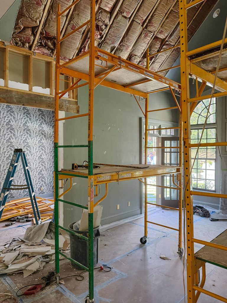 Demo and construction on the living room ceilings