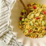 Grilled corn and pineapple salad with honeydew melon, green onions, and cilantro