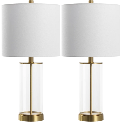 Wayfair Set of 2 Clear Glass Table Lamps Brass