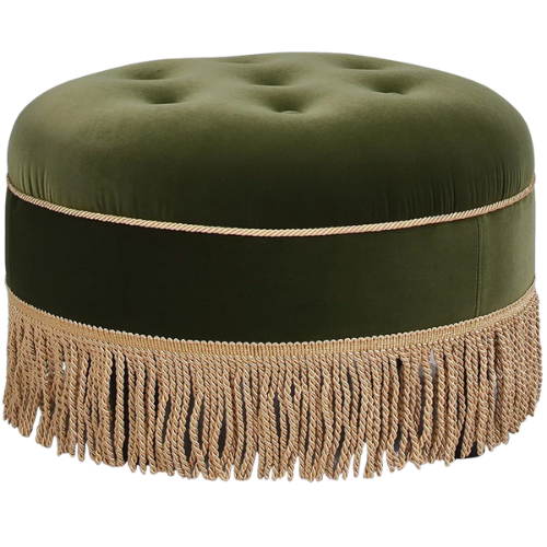 Wayfair Fringed Ottoman Velvet green