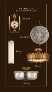 Five sconces and chandeliers for Chris Loves Julia's primary bathroom renovation