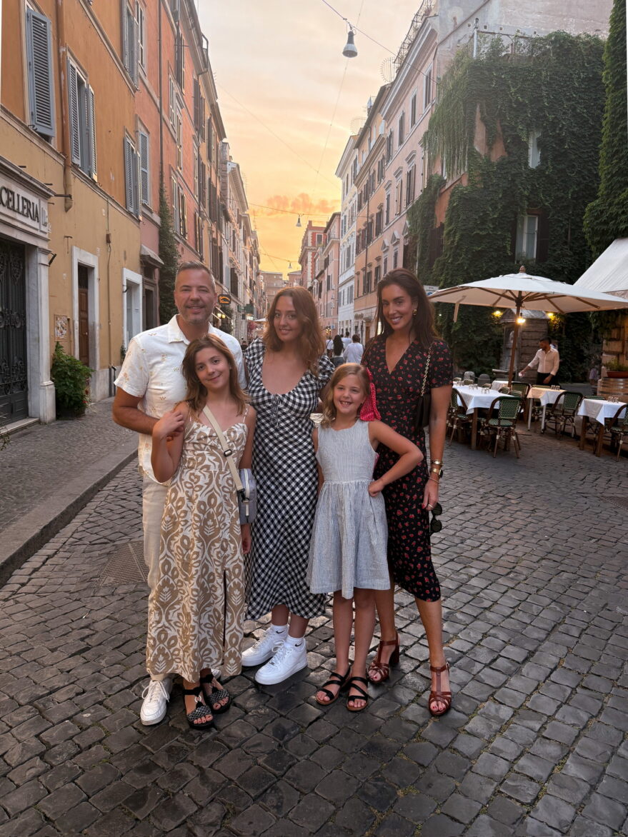 The Marcum family dressed in smart-casual style in Rome