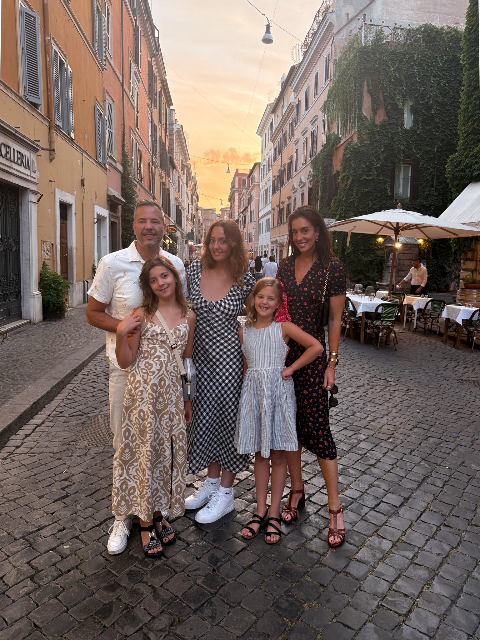 The Marcum family dressed in smart-casual style in Rome