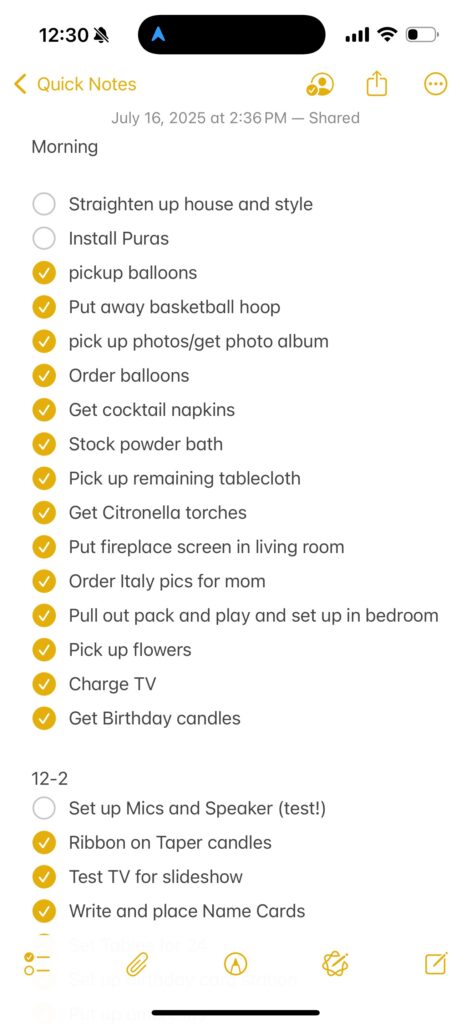 Party planning checklist