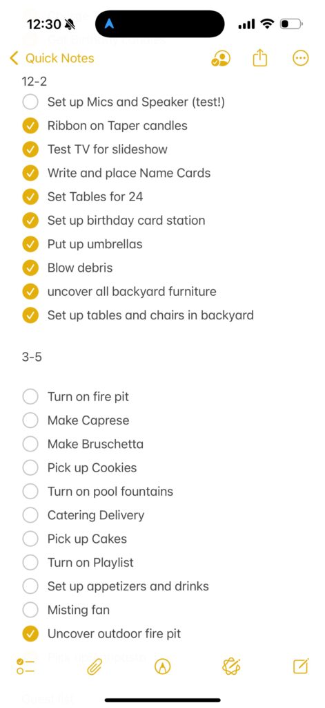 Party planning checklist