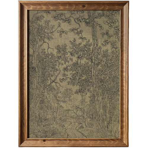 Etsy (US) Antique Textile Sketch Art, Moody Vintage Landscape forest trees art print