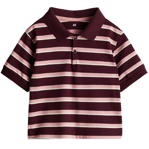 H&M cotton polo shirt rugby burgundy pink girls