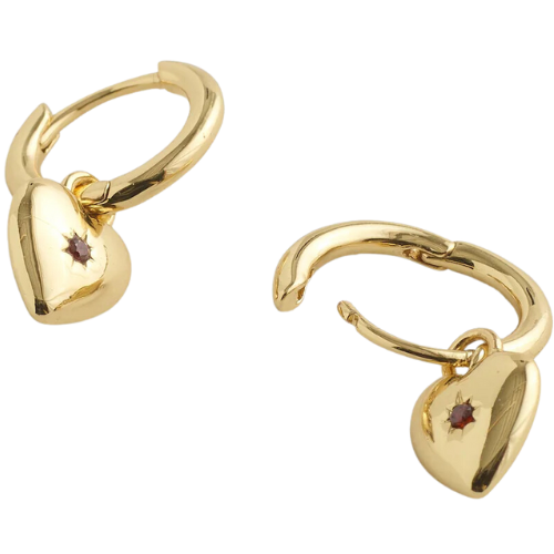 Madewell Heart Charm Huggie Hoop Earrings gold
