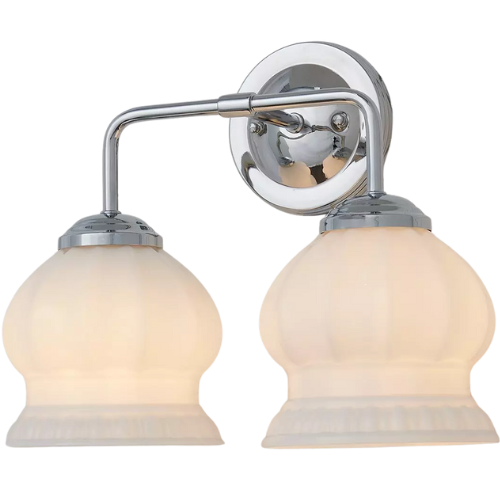 Chris Loves Julia Marlo Vanity Light - 2 Light - Milk Glass