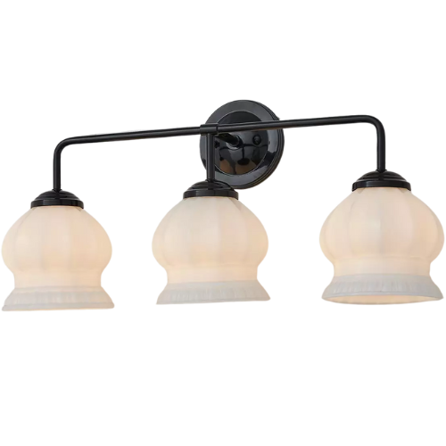 Chris Loves Julia Marlo Vanity Light - 3 Light - Milk Glass Shades of Light