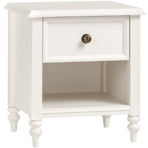 Pottery Barn Kids Chris Loves Julia Turned Wood Nightstand white