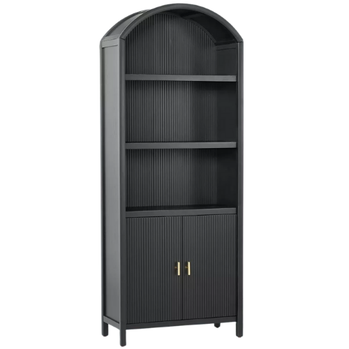 Target Grooved Wood Arch Bookcase Cabinet - Black - Hearth & Hand