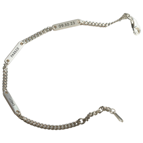 Etsy Silver Multiple Name Bar Bracelet Custom Personalized