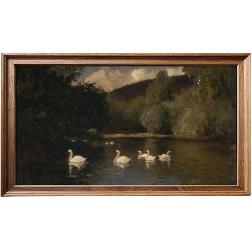 Etsy (US) Swan Frame TV Art, Vintage Swan Oil Painting, Swan Lake