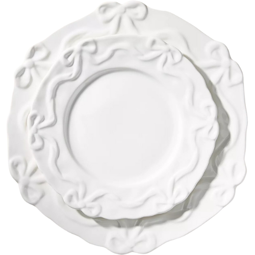 Anthropologie (US) Benedita Bow Stoneware, Set of 4 Side Plates Ribbon