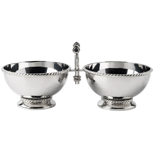 Kathy Kuo Home Silver Double Cocktail Bowl