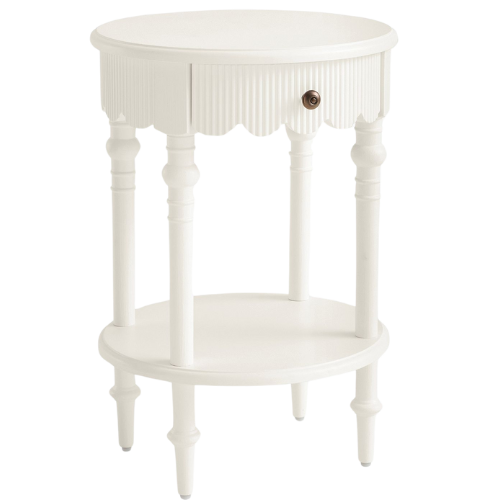 Pottery Barn Kids Chris Loves Julia Turned Wood Side Table white