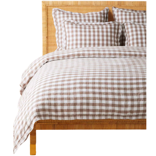 Serena and Lily Hyannis Linen Duvet Cover gingham brown
