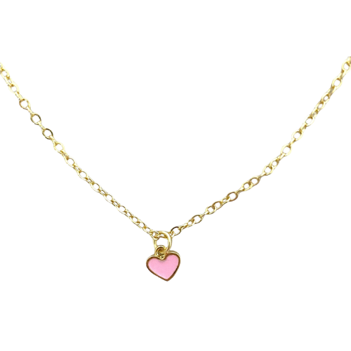 Etsy (US) Dainty Gold Filled Necklace With Pink Enamel Heart