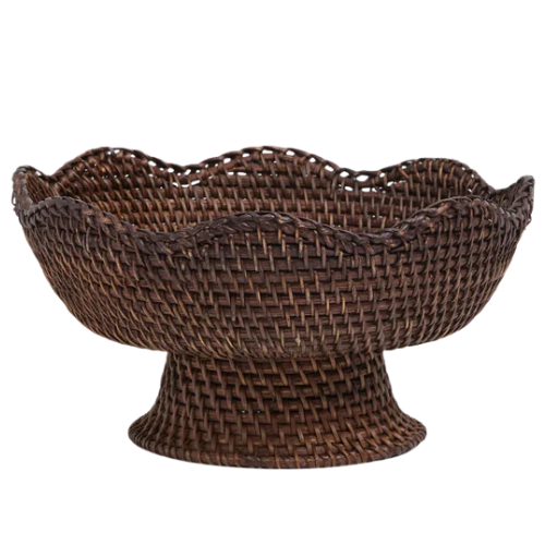 Tuckernuck Dark Brown Rattan Footed Bowl