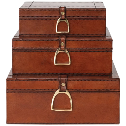 Kathy Kuo Home Charlee Traditional Brown Leather Rectangular Bin