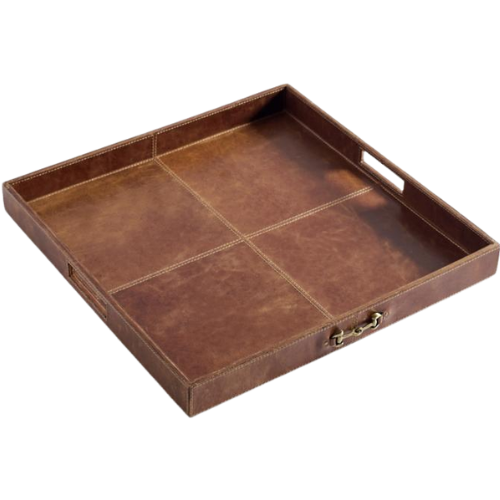 Beckett Square Leather Tray | Grandin Road